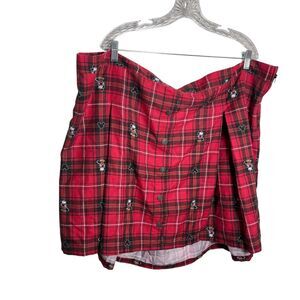 Disney Mickey Mouse Skirt Women's 4X Red Black Plaid Zip